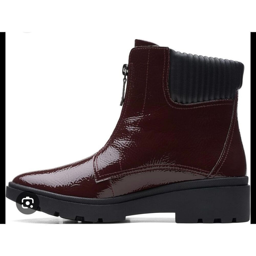 Clarks Cali Zip Up Burgundy Mid Calf Booties sz 10 EUC